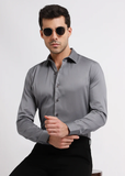 RIVANORA Premium Men’s Slim Fit Casual & Party Wear Shirt ( Gray)