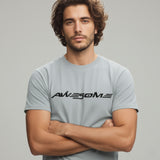 RIVANORA Men’s “Awesome” Graphic T-Shirt — Premium Casual Tee for Everyday Wear ( Gray )