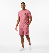 RIVANORA Men’s Premium LA Logo T-Shirt & Co-Ord Set – Trendy Streetwear Essential ( Pink )