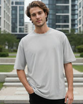 RIVANORA Men’s Oversized T-Shirt – Premium Minimal Streetwear ( Light Grey )