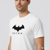RIVANORA Men's Batman Logo T-Shirt - Premium Graphic T-shirt ( White )