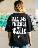 RIVANORA TOXIC FRIENDS SLOGAN OVERSIZED TEE ( Black )