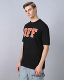RIVANORA Men’s Black “OFF” Oversized Printed T-Shirt – Streetwear Essential ( Black )