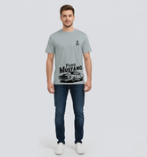 RIVANORA Classic Vintage Car Graphic Tee — Men's Ford Mustang T-Shirt ( Gray )