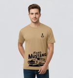 RIVANORA Classic Vintage Car Graphic Tee — Men's Ford Mustang T-Shirt ( Coffee )
