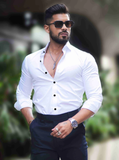 RIVANORA Premium Men’s Slim Fit Casual & Party Wear Shirt ( White )