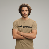 RIVANORA Men’s “Awesome” Graphic T-Shirt — Premium Casual Tee for Everyday Wear ( Coffee )