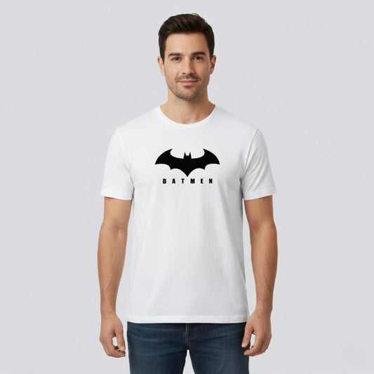 RIVANORA Men's Batman Logo T-Shirt - Premium Graphic T-shirt ( White )