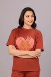 RIVANORA Cute & Comfy: "Some Bunny Loves You" Tee ( Rust Orange )