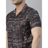 RIVANORA Men’s Black Graphic Print Co-Ord Set – Shirt & Shorts ( Black )