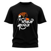 Shivaji Maharaj Printed T-Shirt for Men | Premium Quality Cotton Tee | Trendy Marathi Graphic T-Shirt | Black Round Neck