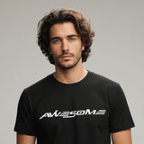 RIVANORA Men’s “Awesome” Graphic T-Shirt — Premium Casual Tee for Everyday Wear ( Black )