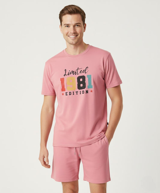 RIVANORA Limited Edition 1981 Men’s Co-Ord Set – Premium Comfort Wear ( Pink )