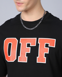 RIVANORA Men’s Black “OFF” Oversized Printed T-Shirt – Streetwear Essential ( Black )