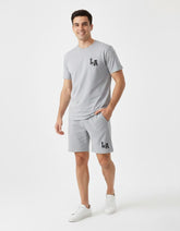 RIVANORA Men’s Premium LA Logo T-Shirt & Co-Ord Set – Trendy Streetwear Essential ( Gray )