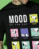 RIVANORA Men’s Oversized Graphic T-Shirt | Mood of the Day Printed Tee ( Black )