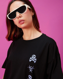 RIVANORA TOXIC FRIENDS SLOGAN OVERSIZED TEE ( Black )