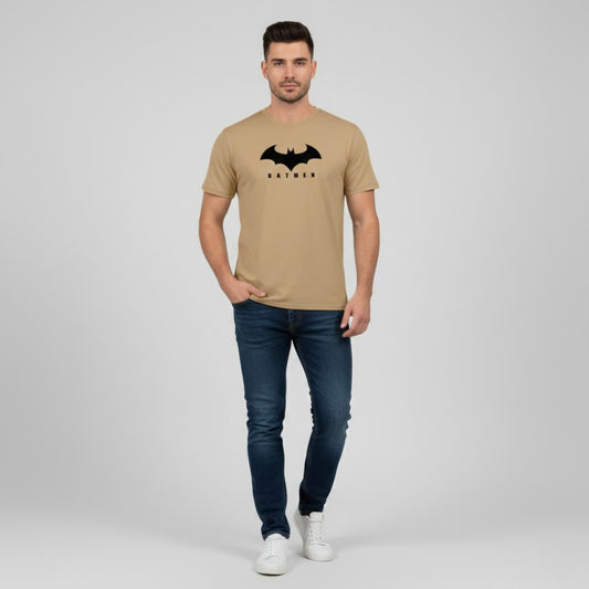 RIVANORA Men's Batman Logo T-Shirt - Premium Graphic T-Shirt ( Coffee )