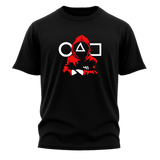 Squid Game Mask Printed Black T-Shirt – Premium Unisex Graphic Tee