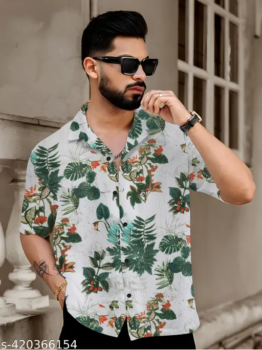 Shirt Green Flower Shirt