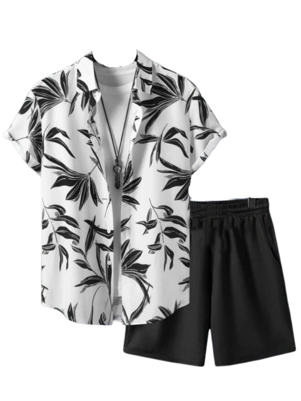 Co-ord Set Black & White Leaves
