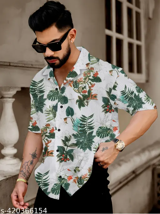 Shirt Green Flower Shirt