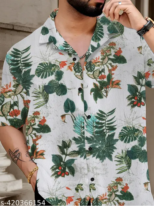 Shirt Green Flower Shirt
