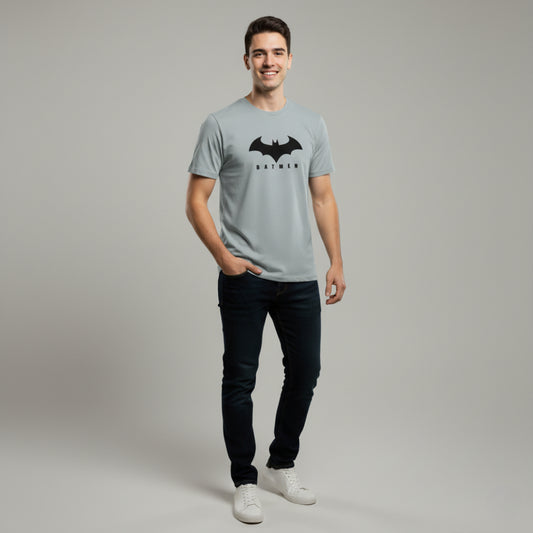 RIVANORA Men's Batman Logo T-Shirt - Premium Graphic T-Shirt ( Gray )