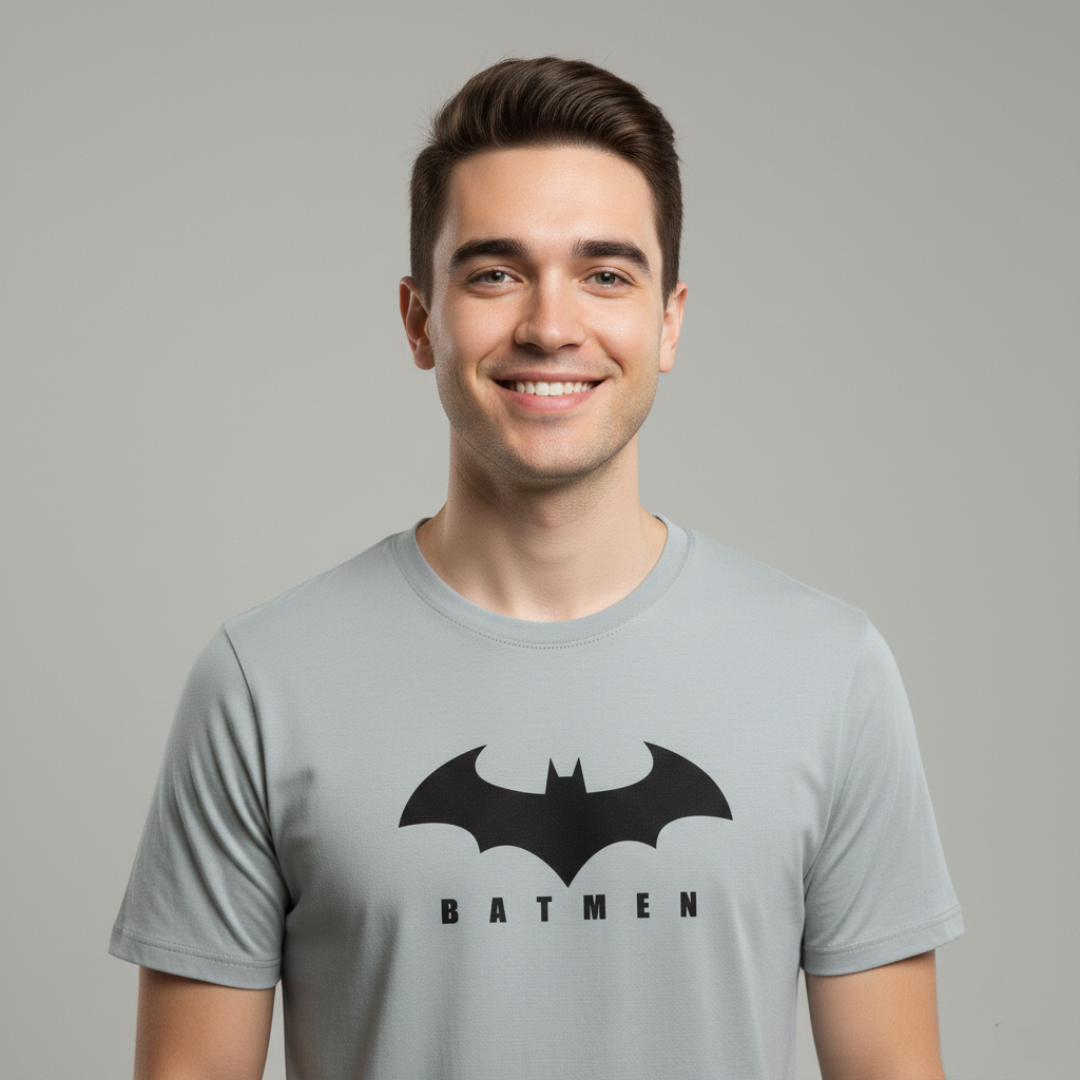 RIVANORA Men's Batman Logo T-Shirt - Premium Graphic T-Shirt ( Gray )