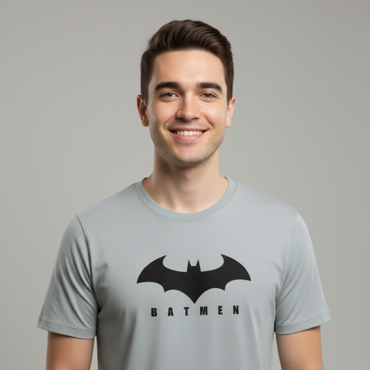 RIVANORA Men's Batman Logo T-Shirt - Premium Graphic T-Shirt ( Gray )