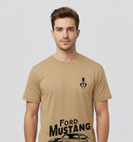 RIVANORA Classic Vintage Car Graphic Tee — Men's Ford Mustang T-Shirt ( Coffee )
