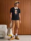 Bear & Letter Printed T-Shirt And Woven Shorts 2pcs/Set