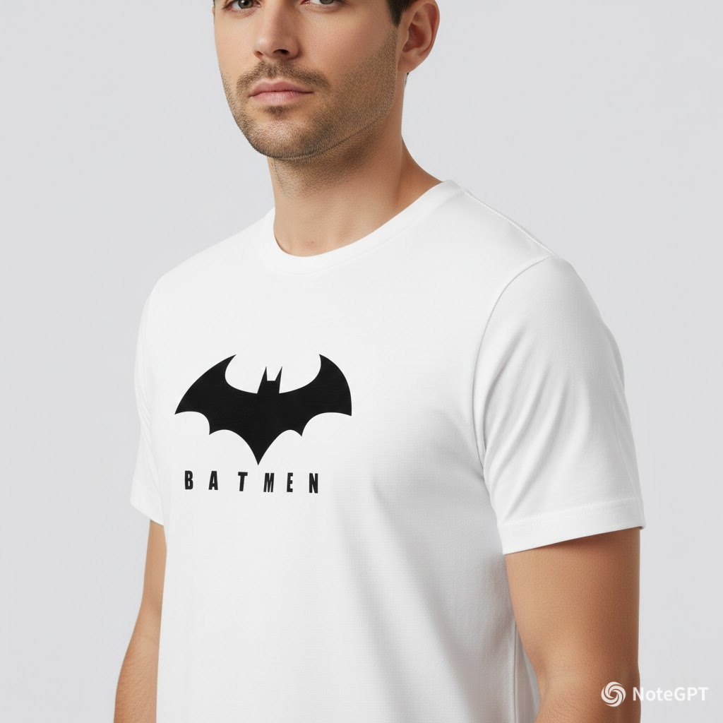 RIVANORA Men's Batman Logo T-Shirt - Premium Graphic T-shirt ( White )