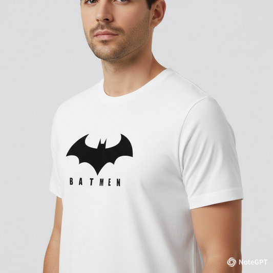 RIVANORA Men's Batman Logo T-Shirt - Premium Graphic T-shirt ( White )