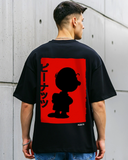 RIVANORA Men’s Oversized Streetwear T-Shirt | Bold Back Graphic Edition ( Black )