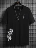 balck Print Casual Short Sleeve T-Shirt