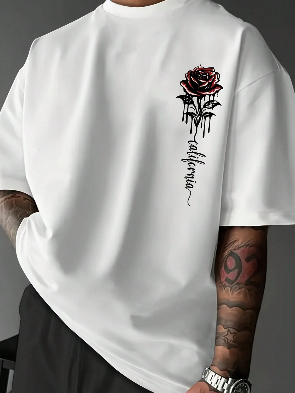 white Print Casual Short Sleeve T-Shirt