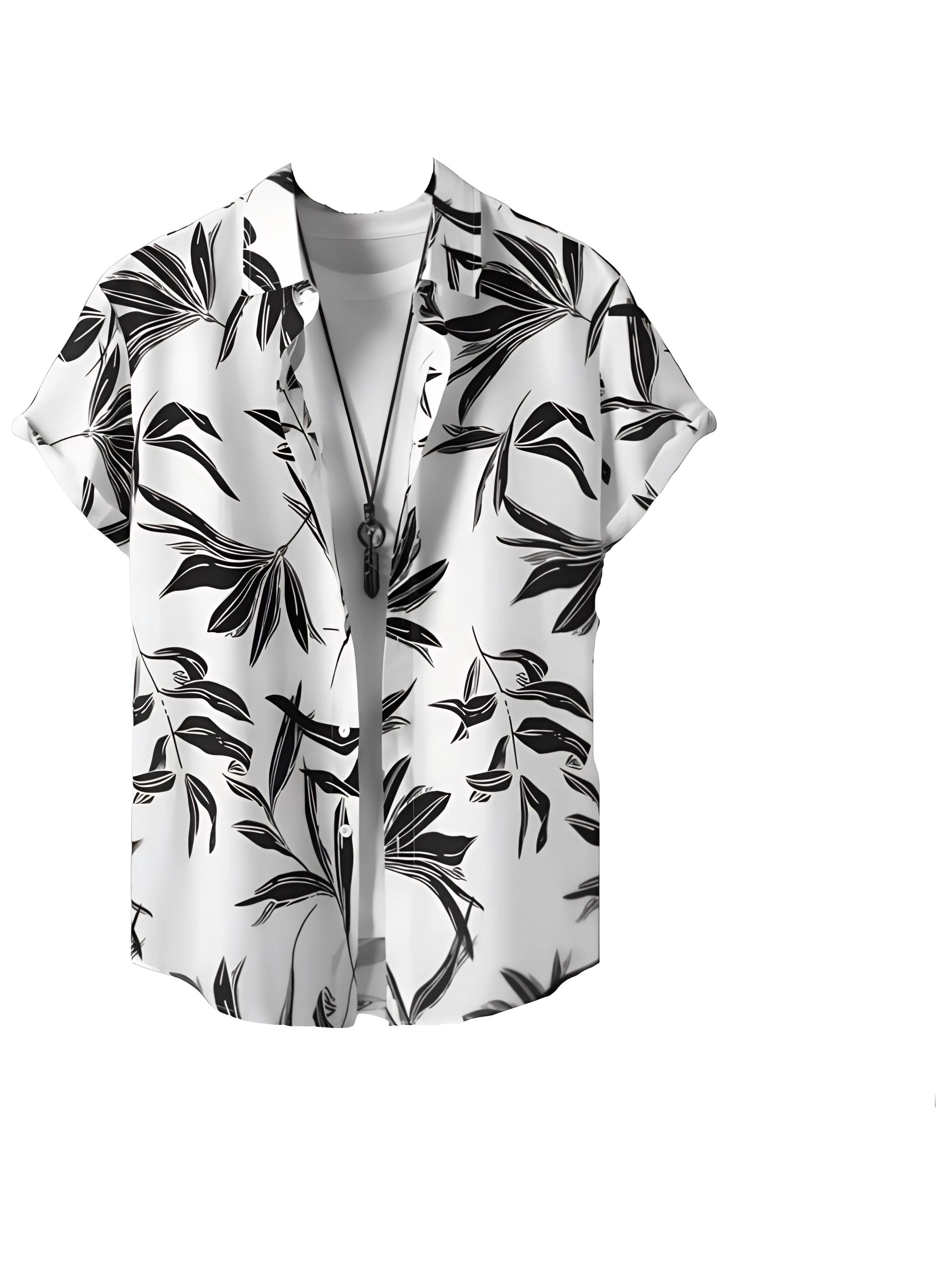 Shirt Black & White Leaves Shirt