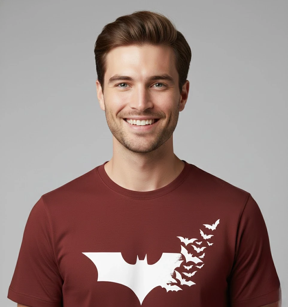 RIVANORA Premium Batman Logo T-Shirt – Stylish, Trendy & Comfortable ( Maroon )
