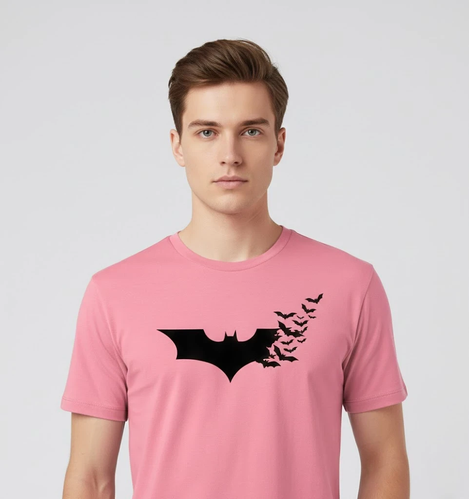 RIVANORA Premium Batman Logo T-Shirt – Stylish, Trendy & Comfortable ( Pink )