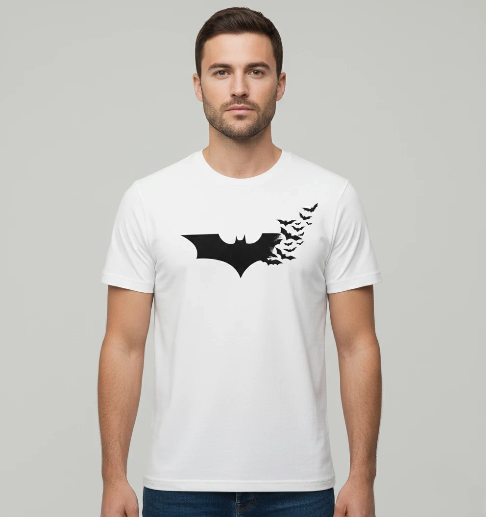 RIVANORA Premium Batman Logo T-Shirt – Stylish, Trendy & Comfortable ( White )