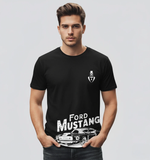 RIVANORA Classic Vintage Car Graphic Tee — Men's Ford Mustang T-Shirt ( Black )