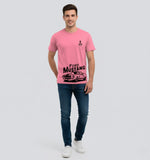 RIVANORA Classic Vintage Car Graphic Tee — Men's Ford Mustang T-Shirt ( Pink )