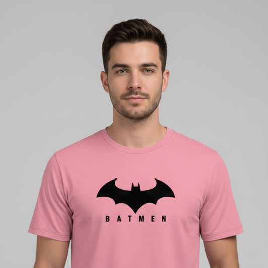 RIVANORA Men's Batman Logo T-Shirt - Premium Graphic T-Shirt ( Pink )
