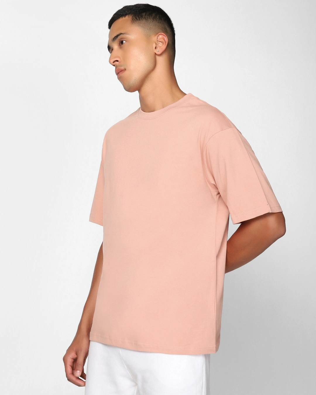RIVANORA Men’s Oversized T-Shirt – Minimalist Casual Streetwear ( Peach )
