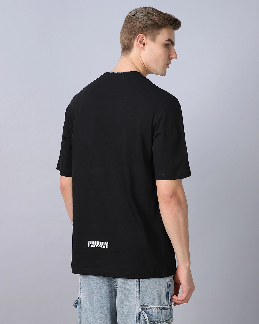 RIVANORA Men’s Black “OFF” Oversized Printed T-Shirt – Streetwear Essential ( Black )