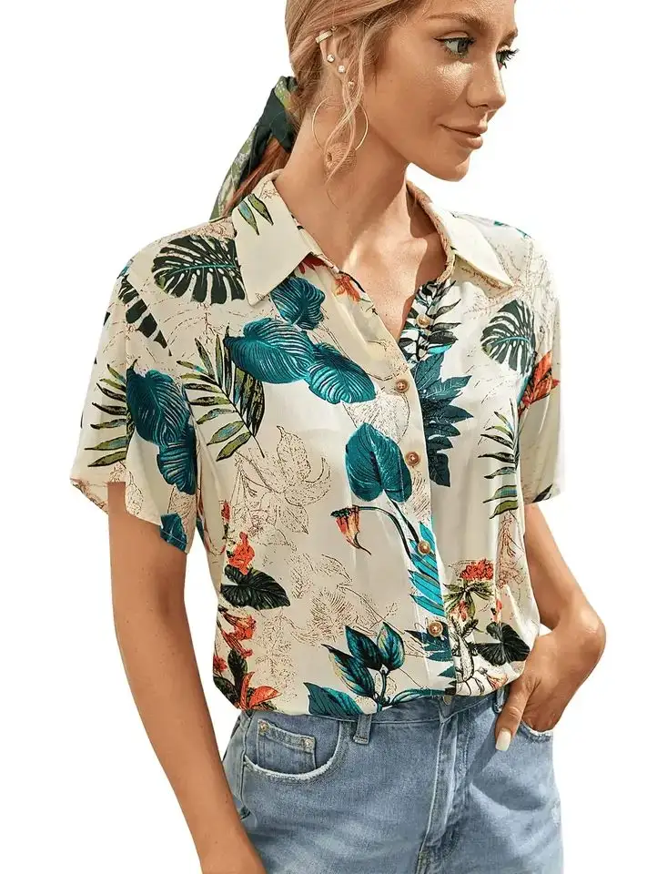 Shirt Green Flower Shirt