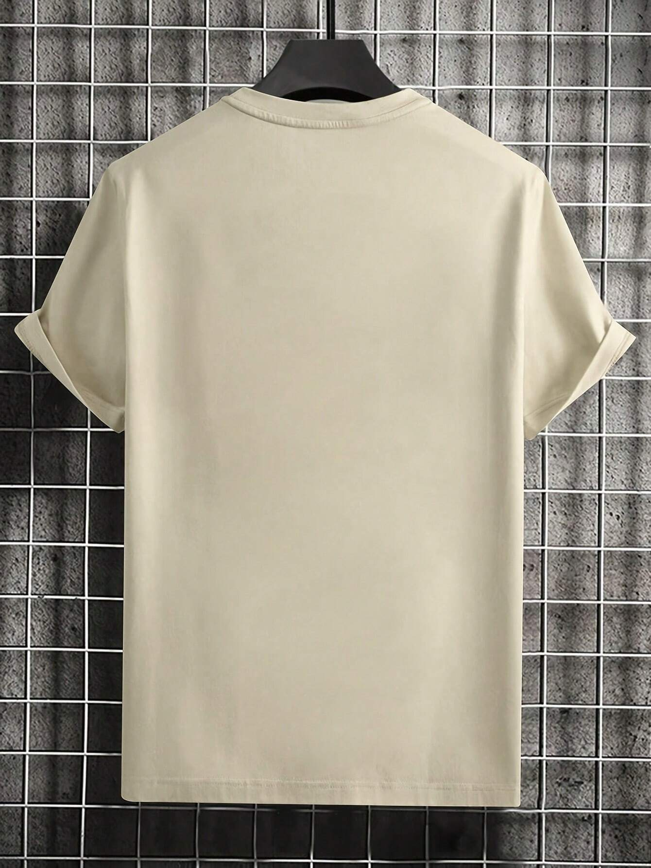 Simple Compass Print Men's Short Sleeve T-Shirts, Comfy Casual Elastic Crew Neck Tops For Men's
