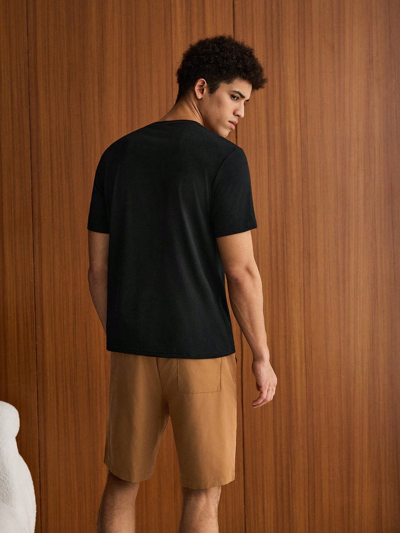Bear & Letter Printed T-Shirt And Woven Shorts 2pcs/Set