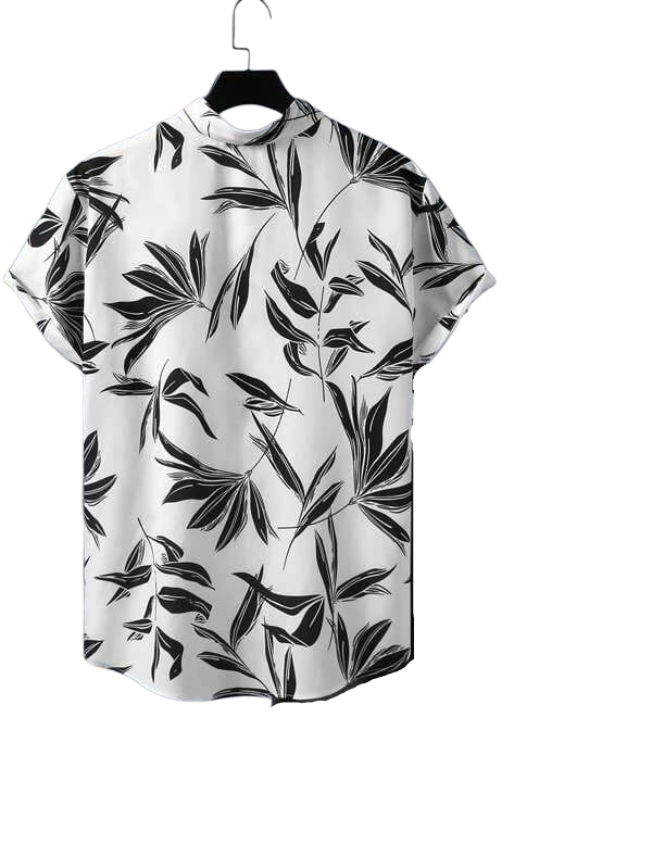 Shirt Black & White Leaves Shirt
